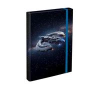 Baagl Heftbox für Schulranzen - Heftmappe A4 für Kinder mit Gummiband und Innenklappen - Sammelmappe, Sammelbox mit Gummizug für Jungen (Spaceship)