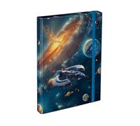 Baagl Heftbox für Schulranzen - Heftmappe A4 für Kinder mit Gummiband und Innenklappen - Sammelmappe, Sammelbox mit Gummizug für Jungen (Weltraum)
