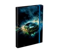 Baagl Heftbox für Schulranzen - Heftmappe A4 für Kinder mit Gummiband und Innenklappen - Sammelmappe, Sammelbox mit Gummizug für Jungen (Racing Car)