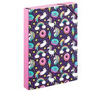 Baagl Heftbox für Schulranzen - Heftmappe A4 für Kinder mit Gummiband und Innenklappen - Sammelmappe, Sammelbox mit Gummizug für Jungen (Einhorn)