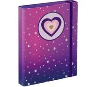 Baagl Heftbox für Schulranzen - Heftmappe A5 für Kinder mit Gummiband und Innenklappen - Sammelmappe, Sammelbox mit Gummizug für Mädchen (Herz)