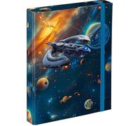 Baagl Heftbox für Schulranzen - Heftmappe A5 für Kinder mit Gummiband und Innenklappen - Sammelmappe, Sammelbox mit Gummizug für Jungen (Weltraum)