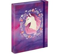 Baagl Heftbox für Schulranzen - Heftmappe A5 für Kinder mit Gummiband und Innenklappen - Sammelmappe, Sammelbox mit Gummizug für Jungen (Pferd)