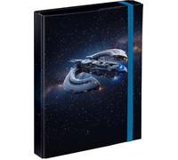 Baagl Heftbox für Schulranzen - Heftmappe A5 für Kinder mit Gummiband und Innenklappen - Sammelmappe, Sammelbox mit Gummizug für Jungen (Spaceship)