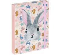 Baagl Heftbox für Schulranzen - Heftmappe A5 für Kinder mit Gummiband und Innenklappen - Sammelmappe, Sammelbox mit Gummizug für Jungen (Bunny)