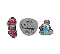 Baagl Klett Patches 3er Set Baaglies für Schulranzen - Chill Skate SK8