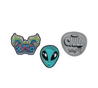 Baagl Klett Patches 3er Set Baaglies für Schulranzen Rucksack - Chill | Austauschbare Kinder Badges für Gymsack bieten eine Motivwelt zur Individualisierung für Jungen und Mädchen im Schulalltag.