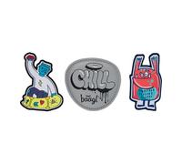 Baagl Klett Patches 3er Set Baaglies Schulranzen Rucksack - Chill Hands Up | Austauschbare Kinder Badges und Klettflächen Sammelspaß für Gymsack schaffen Motivwelten zur Individualisierung für Jungen.