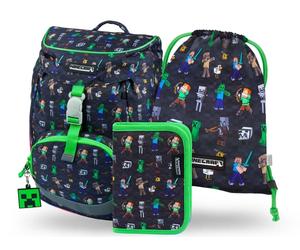 Baagl Schulranzen Airy Minecraft | Set 3 Teilig, Schulranzen , Turnbeutel & Mäppchen