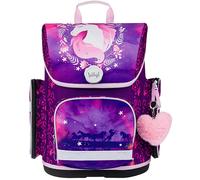 Baagl Schulranzen Mädchen für 1. Klasse, Ergo Schultasche Mädchen Grundschule, Leichter Kinder Ranzen Tornister Schulrucksack mit Brustgurt (Pferd)