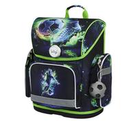 Baagl Schulranzen Jungen für 1. Klasse, Ergo Schultasche Grundschule, Leichter Kinder Ranzen Tornister Schulrucksack mit Brustgurt (Fußballspieler)