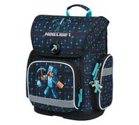Baagl Schulranzen Jungen Mädchen für 1. Klasse, Ergo Schultasche Grundschule, Leichter Kinder Ranzen Tornister Schulrucksack mit Brustgurt (Minecraft Blue Axe)