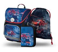 Baagl Schulranzen Jungen Mädchen Set 3 Teilig, Ergo Schultasche für 1. Klasse, Ergonomische Grundschule Ranzen Tornister mit Brustgurt (Lebensretter)