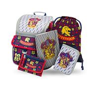 Baagl Schulranzen Jungen Mädchen Set 5 Teilig - Schultasche ab 1. Klasse - Grundschule Ranzen mit Brustgurt - Ergonomischer Schulrucksack (Harry Potter Gryffindor)