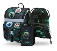 Baagl Schulranzen-Set Zippy Dragons | Set 3 Teilig, Schulranzen , Turnbeutel & Mäppchen