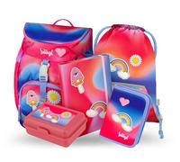 Baagl Schulranzen Mädchen ab 1. Klasse, Airy Schultasche Set 5 -Teilig, Grundschule Schulrucksack für Kinder, Ranzen für Schule (Hippie)