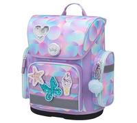 Baagl Schulranzen Mädchen für 1. Klasse, Ergo Schultasche Grundschule, Leichter Kinder Ranzen Tornister Schulrucksack mit Brustgurt (Candy)