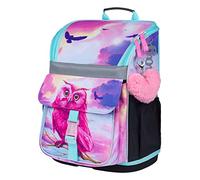 Baagl Schulranzen Mädchen für 1. Klasse - Ergonomische Schultasche für Kinder - Schulrucksack mit Brustgurt - Grundschule Ranzen Tornister (Eule)