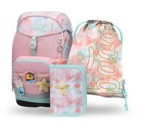 Baagl Schulranzen Mädchen Set 3 Teilig (Airy Plus Schultasche für 1. Klasse, Mäppchen, Turnbeutel), Grundschule Ranzen, Ergonomischer Schulrucksack Vorschule - 25 l (Sunset)