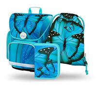 Baagl Schulranzen Mädchen Set 3 Teilig Ergo Schultasche 1 - Butterfly