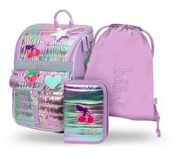 Baagl Schulranzen Mädchen Set 3 Teilig Ergonomischer Schulrucksack 18 l | Zippy Schultasche für Schulanfänger der 1. Klasse Grundschule, Tornister mit Brustgurt, Federmäppchen und Turnbeutel.