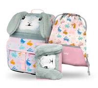 Baagl Schulranzen Mädchen Set 3 Teilig Zippy Schultasche - Bunny | Ergonomischer Schulrucksack Tornister für 1. Klasse Grundschule Ranzen mit Brustgurt Baagl Schulranzen Mädchen Set 3 Teilig.