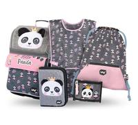 Baagl Schulranzen Mädchen Set 5 Teilig Ergonomischer Schulrucksack - Panda