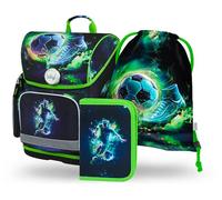 Baagl Schulranzen Set 3 Teilig Ergo Schultasche Jungen - Fußballspieler