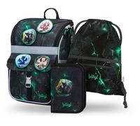 Baagl Schulranzen-Set Zippy Dragons | Set 3 Teilig, Schulranzen , Turnbeutel & Mäppchen