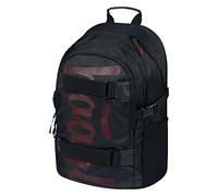 Baagl Schulrucksack für Jungen Mädchen Teenager - Skateboard Rucksack - Kinderrucksack mit Laptopfach und Brustgurt für Schule (Skate Red)