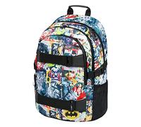 Baagl Schulrucksack für Jungen Mädchen Teenager - Skateboard Rucksack - Kinderrucksack mit Laptopfach und Brustgurt für Schule (Batman Comics)