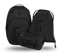 Baagl Schulrucksack Set 3 Teilig Rucksack Laptopfach Daypack 35 l Black