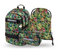 Baagl Schulrucksack Set Jungen 3 Teilig 25 l Skateboard - Minecraft Chaos