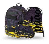 Baagl Schulrucksack Set Jungen 3 Teilig, Schultasche ab 3. Klasse, Grundschule Ranzen mit Brustgurt, Ergonomischer Schulranzen (Dune)