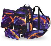 Baagl Schulrucksack Set Jungen 5 Teilig, Skateboard Rucksack, Schultasche ab 3. Klasse, Grundschule Ranzen mit Brustgurt, Ergonomischer Schulranzen, 25 l (Vibe)