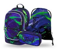 Baagl Schulrucksack Set Jungen Mädchen 3 Teilig, Ergonomische Schultasche für Grundschule Volksschule, Ranzen mit Brustgurt, 25 l (Football Champion)