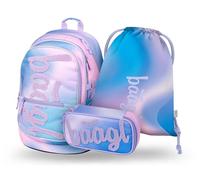 Baagl Schulrucksack Set Jungen Mädchen 3 Teilig Grundschule Ranzen - Sky | Ergonomischer Schulranzen und Schultasche für Volksschule bietet einen CORE Schulrucksack mit Brustgurt für Kinder.