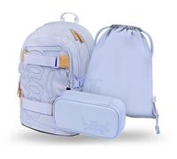 Baagl Schulrucksack Set Jungen Mädchen 3 Teilig, Schultasche ab 3. Klasse, Grundschule Ranzen mit Brustgurt, Ergonomischer Schulranzen