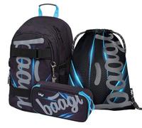 Baagl Schulrucksack Set Jungen Mädchen 3 Teilig - Skate Bluelight