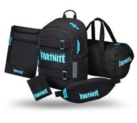 Baagl Schulrucksack Set Jungen Mädchen 5 Teilig, Skateboard Rucksack, Schultasche ab 3. Klasse, Grundschule Ranzen mit Brustgurt, Ergonomischer Schulranzen, 25 l (Fortnite Blue)