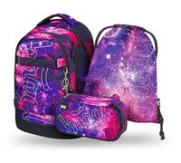 Baagl Schulrucksack Set Jungen Mädchen Teenager 3 Teilig - Galaxy