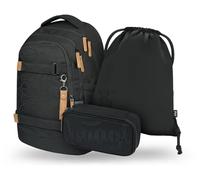 Schulset Baagl Skate Max Darkness: Rucksack, Federmäppchen und Beutel
