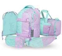 Baagl Schulrucksack Set Jungen Mädchen Teenager 5 Teilig 30 l - Sweet | Ergonomischer Schulranzen und Skateboard Rucksack MAX mit Sporttasche, Turnbeutel, Bauchtasche und Laptopfach für Schule.