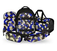 Baagl Schulrucksack Set Jungen Teenager 5 Teilig, (Skateboard Rucksack Skate MAX, Mäppchen, Turnbeutel, Sporttasche, Bauchtasche), Ergonomischer Schulranzen, 30 l (Variety)