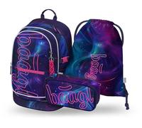 Baagl Schulrucksack Set Mädchen 3 Teilig, Ergonomische Schultasche für Grundschule Volksschule, Ranzen mit Brustgurt, 25 l (Nova)