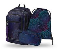 Baagl Schulrucksack Set Mädchen 3 Teilig - Schultasche ab 3. Klasse - Grundschule Ranzen mit Brustgurt - Ergonomischer Schulranzen (Goal)