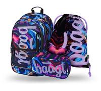 Baagl Schulrucksack Set Mädchen 3 Teilig, Schultasche für Grundschule Volksschule, Grundschule Ranzen mit Brustgurt, Ergonomischer Schulranzen (Marble)