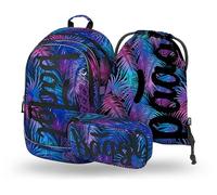 Baagl Schulrucksack Set Mädchen 3 Teilig, Schultasche für Grundschule Volksschule, Grundschule Ranzen mit Brustgurt, Ergonomischer Schulranzen (Palm)