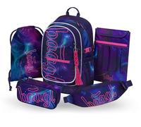 Baagl Schulrucksack Set Mädchen 5 Teilig, Ergonomische Schultasche für Grundschule Volksschule, Ranzen mit Brustgurt, 25 l (Nova)