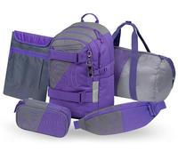 Baagl Schulrucksack Set Mädchen 5 Teilig Schultasche 25 l - Dual | Der Ergonomischer Schulranzen und Skateboard Rucksack mit Brustgurt ab 3. Klasse als Grundschule Ranzen sorgt für Komfort.
